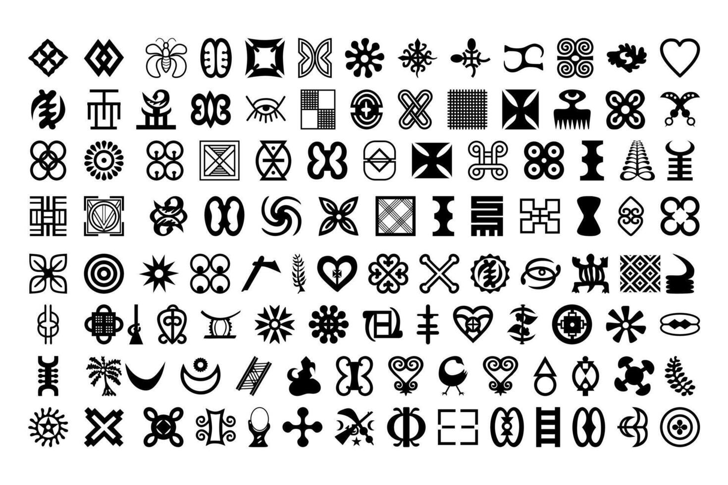 Set of African Symbols Vectors on White Background