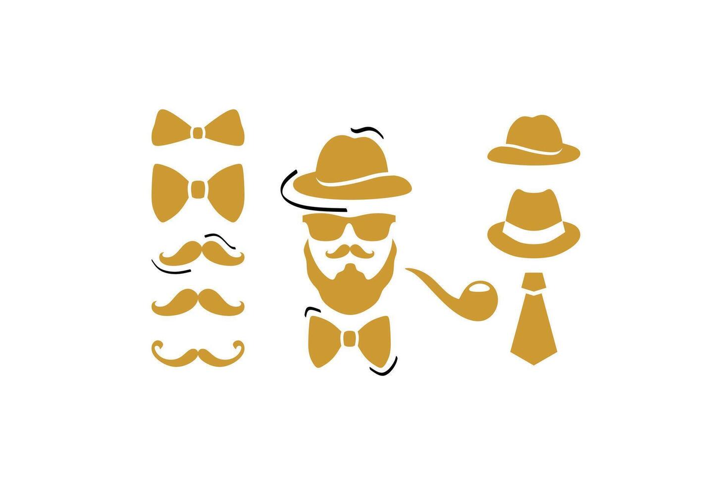 Set Vectors Icons Silhouettes Symbols Gentleman on White Background