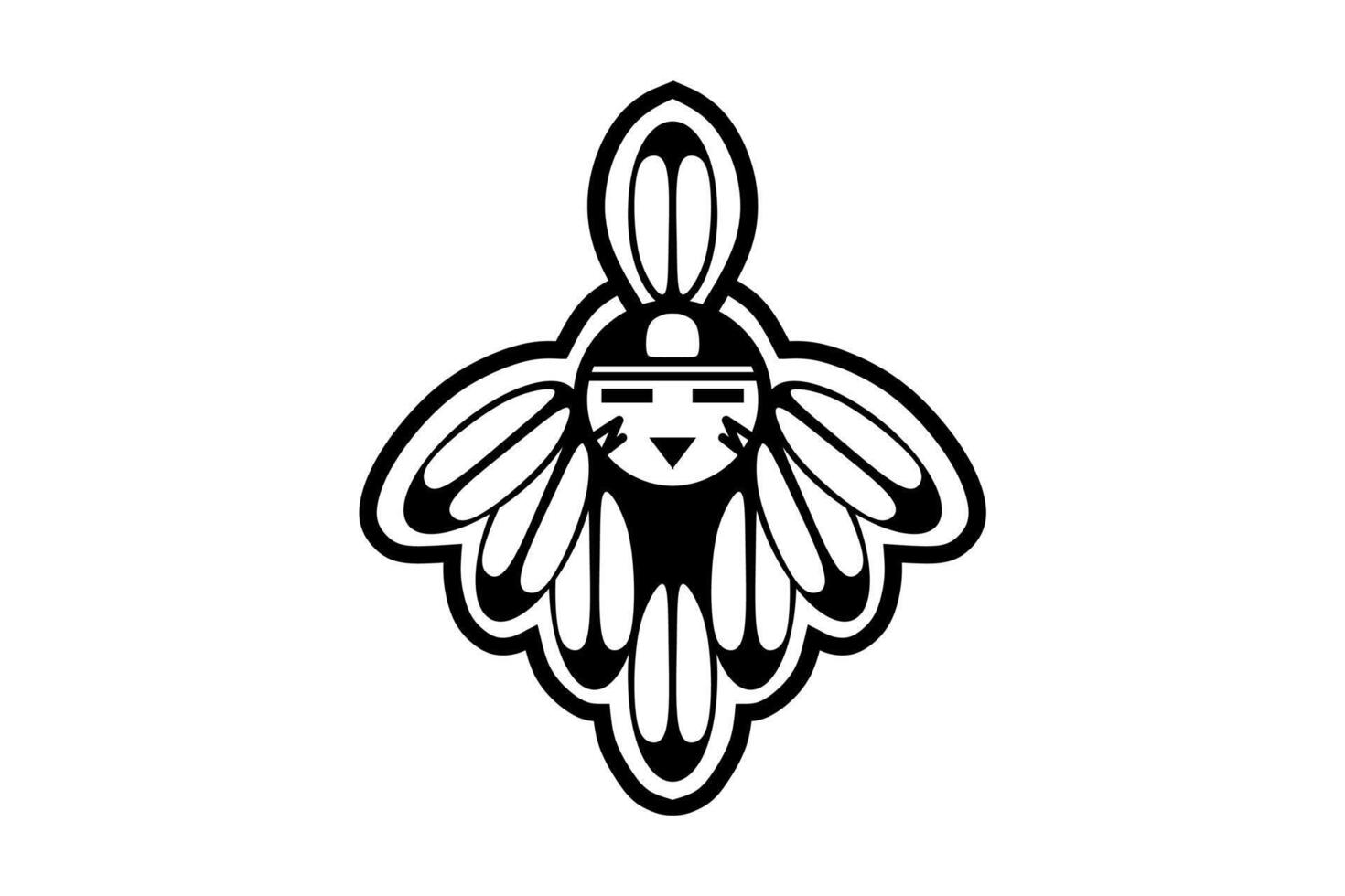 Vector North American Indian Face Icon on White Background