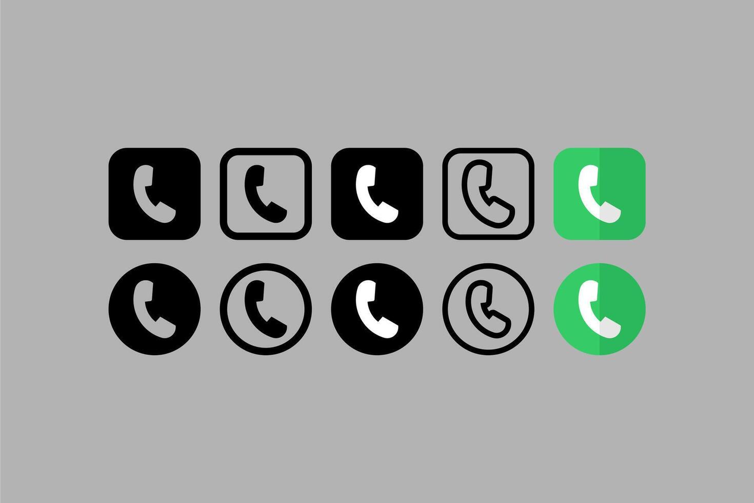 Vector Set Phone Call Icons Gray Background