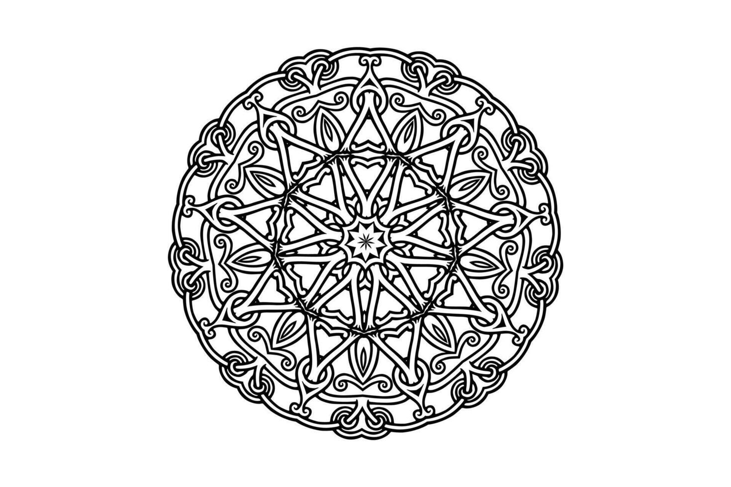 Vector geometric mandala floral pattern on white background