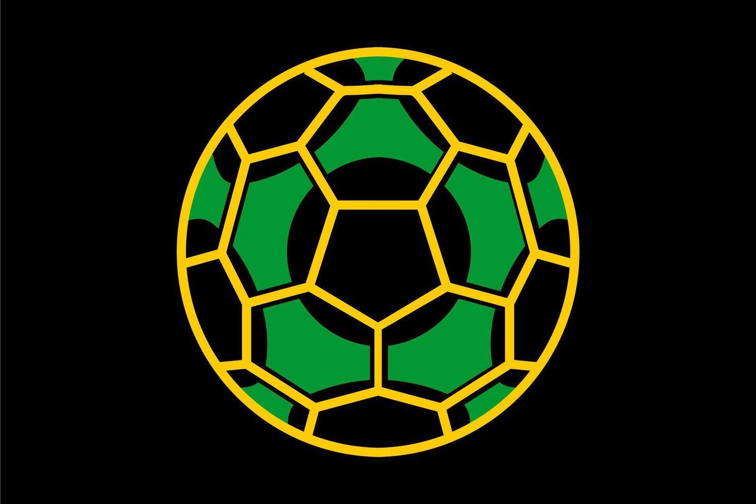 Vector soccer ball with yellow and green lines on dark background