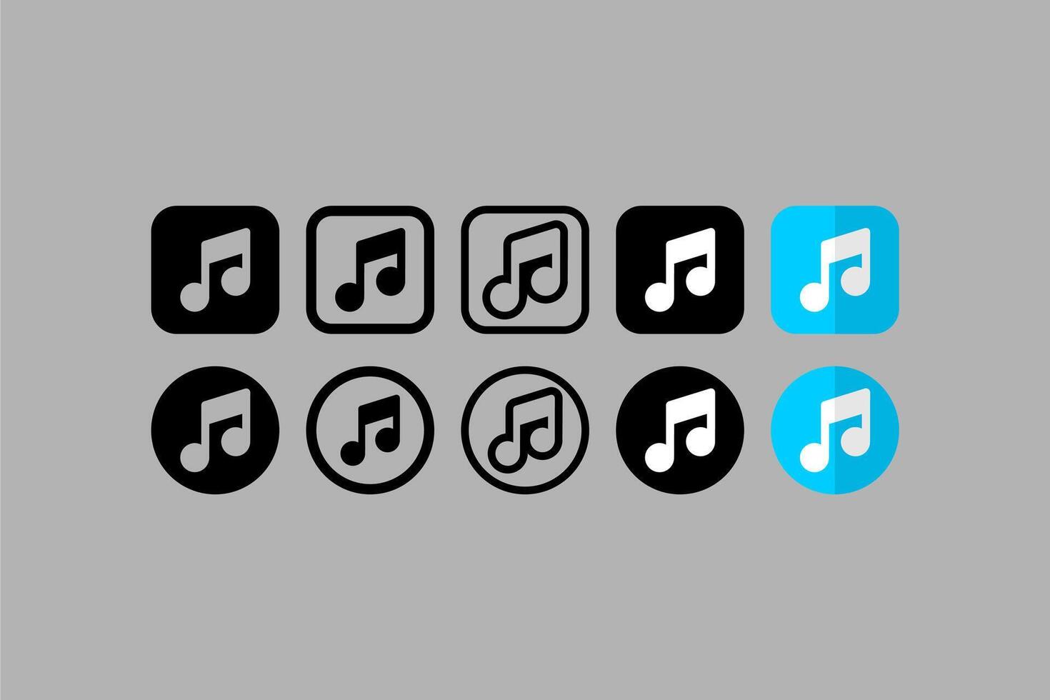 Set Vector Icons Musical Gray Background