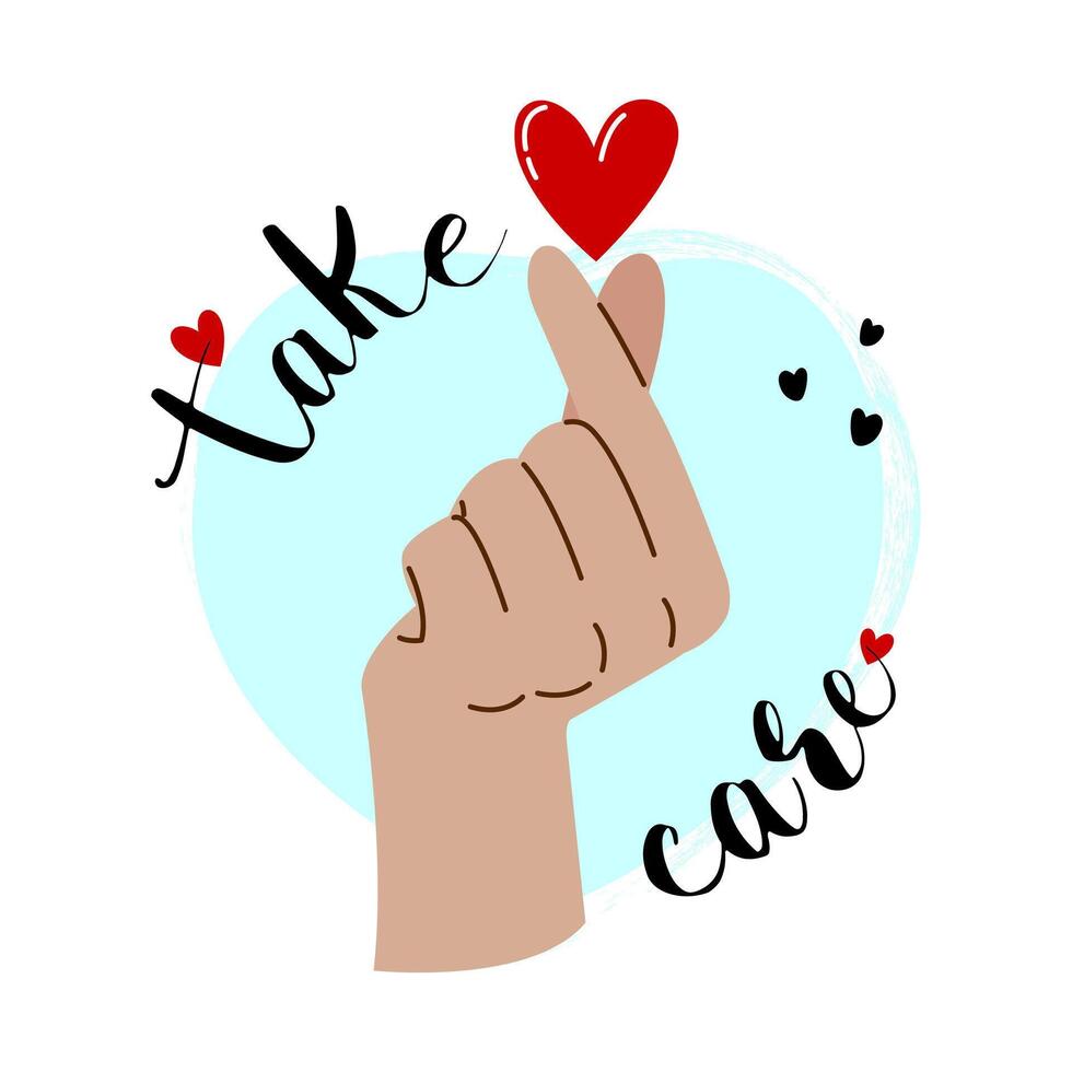 Gesture, hands, heart. Take care. vector