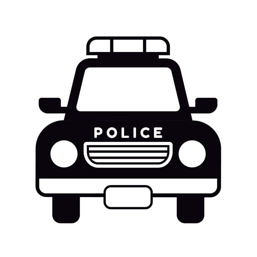 front view of a police car flat silhouette design vector