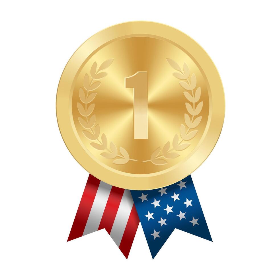 dorado premio deporte medalla con Estados Unidos cintas y estrella vector