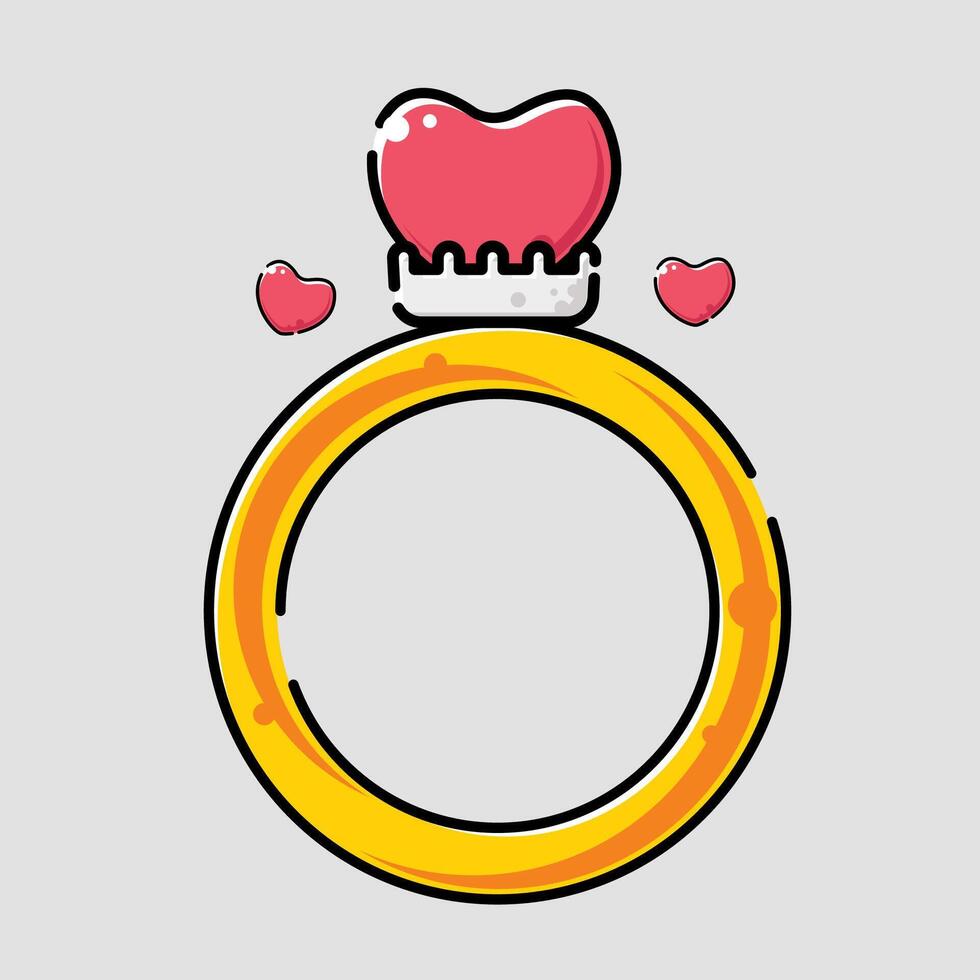 gold ring with love diamond vector