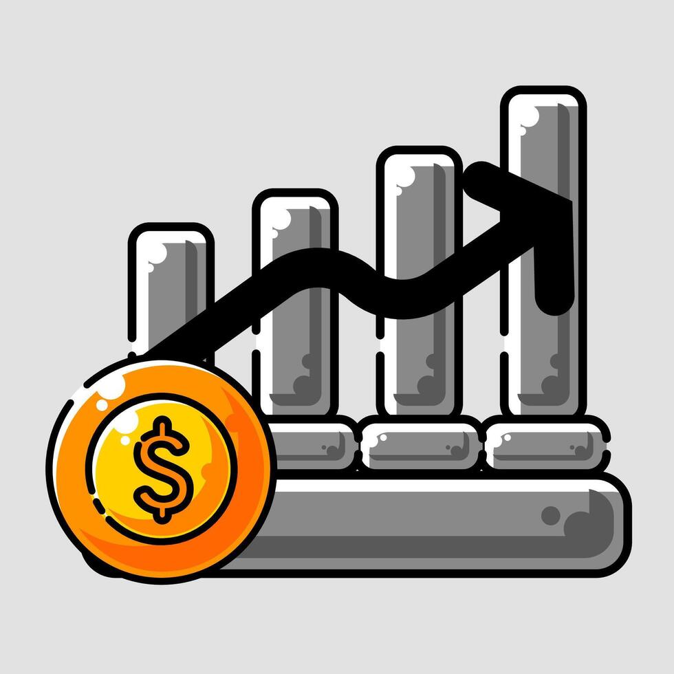 oro moneda con un grafico vector