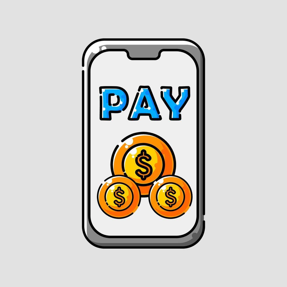 a phone with a pay button on it vector