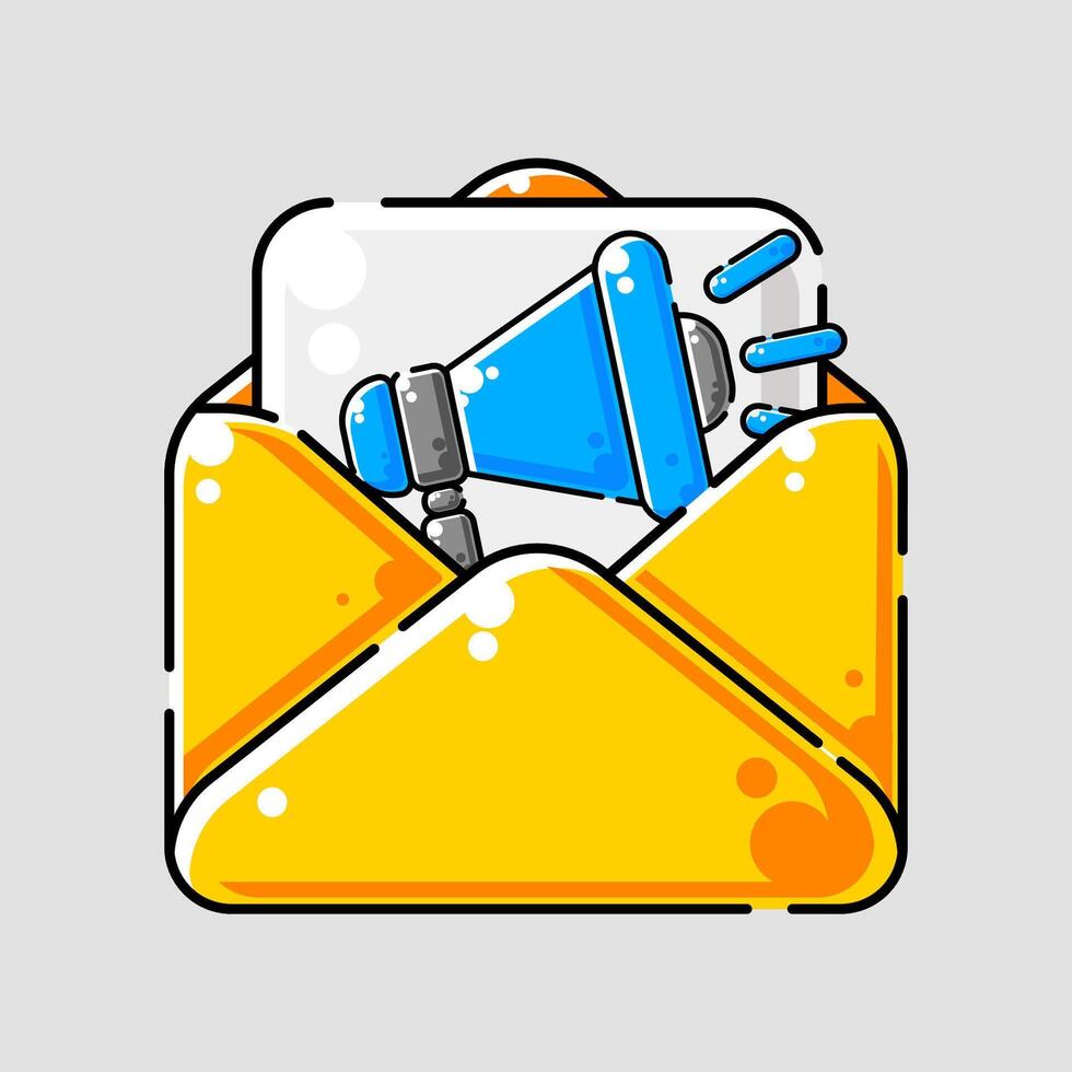 envelope with documents and megaphone vector