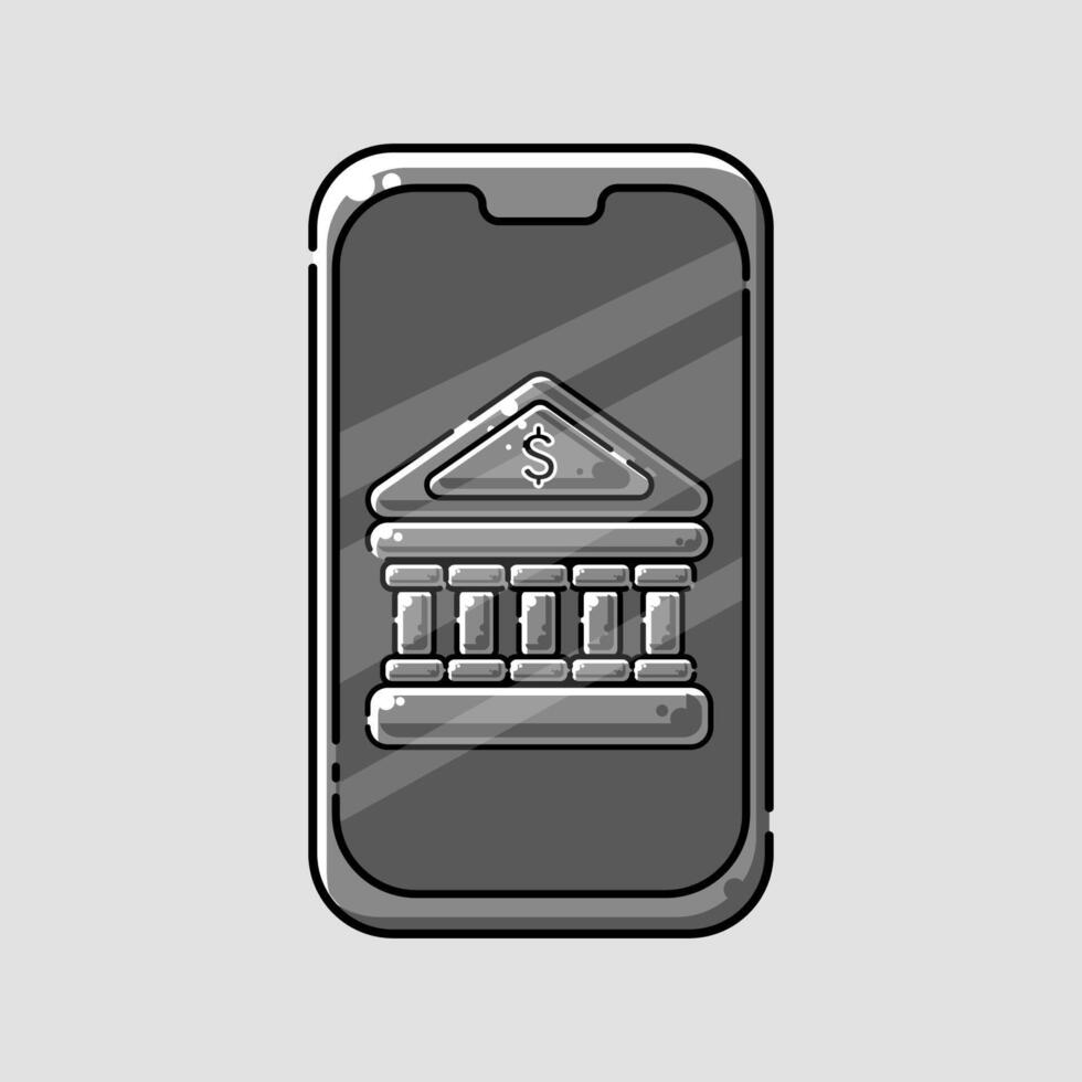 teléfono con banco icono móvil bancario vector