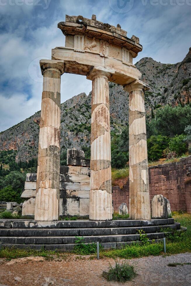 Athena Pronoia temple ruins in ancient Delphi, Greece photo