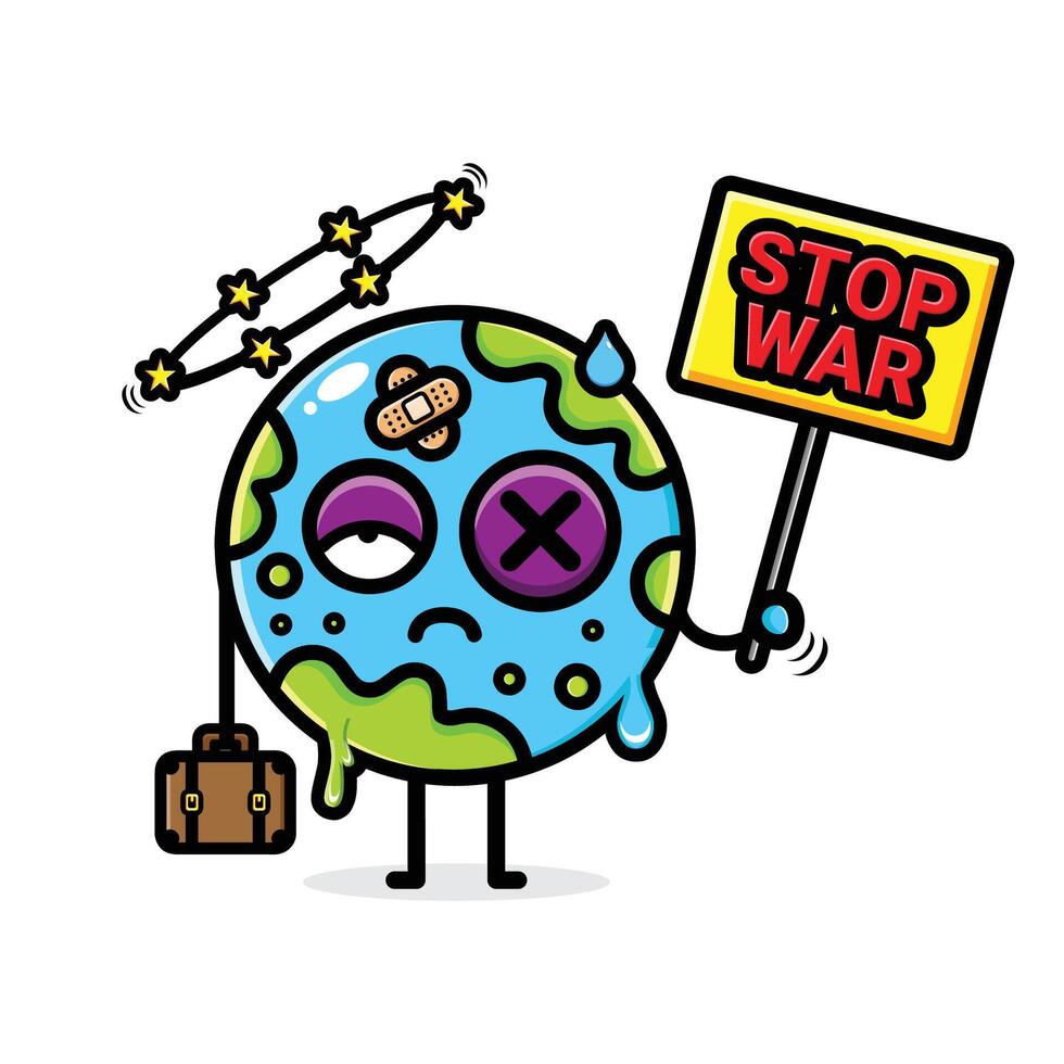 earth with a stop war board vector