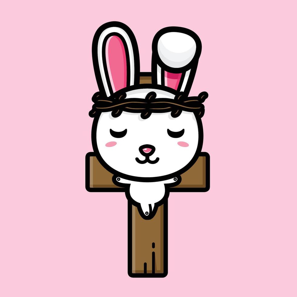 cute bunny on the cross vector