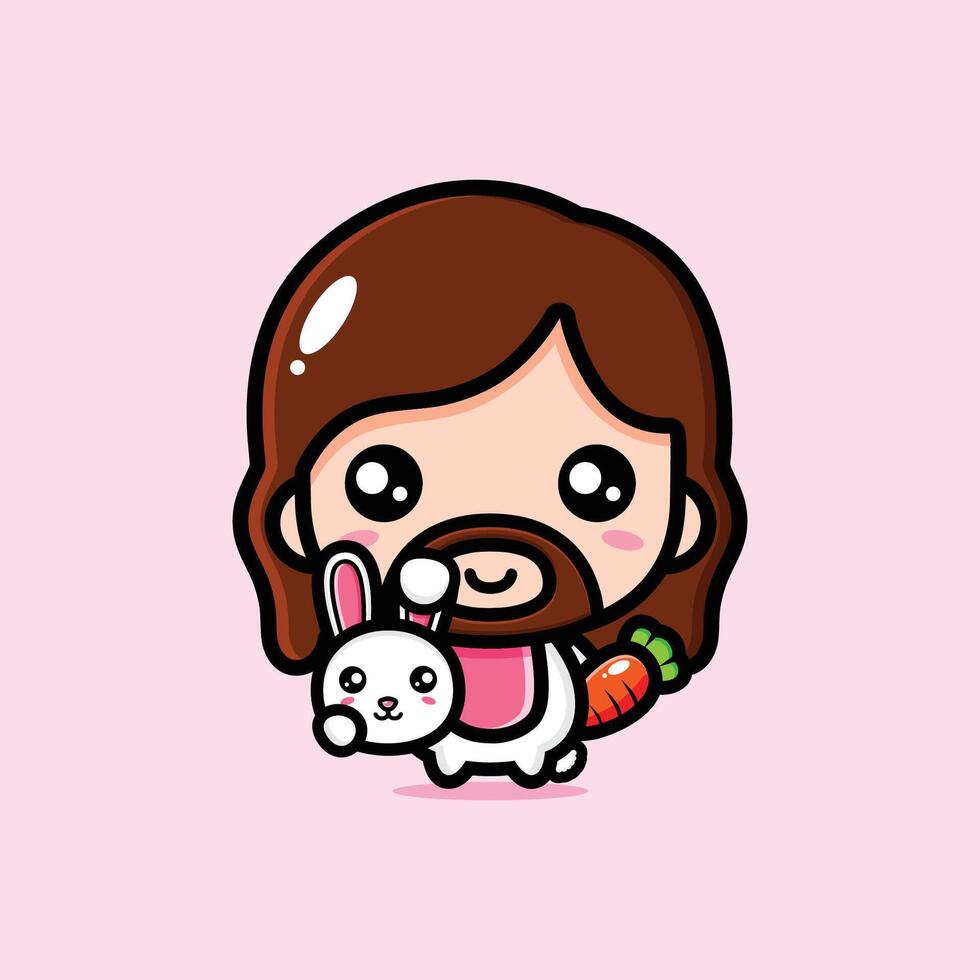 cute jesus christ wearing a bunny costume vector
