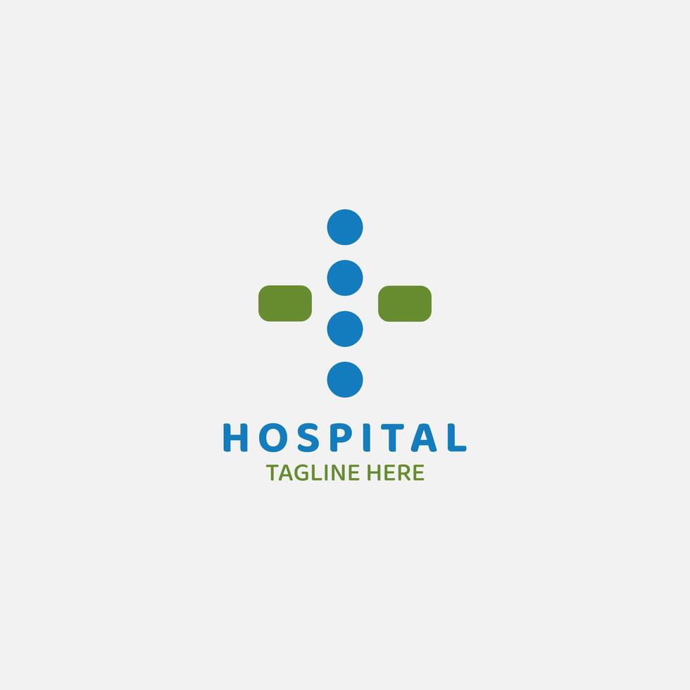 The medical logo combines several circles and rectangles. vector