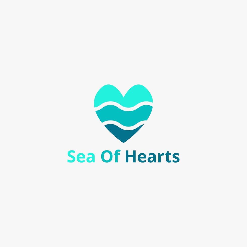 Combined heart and sea logo. vector