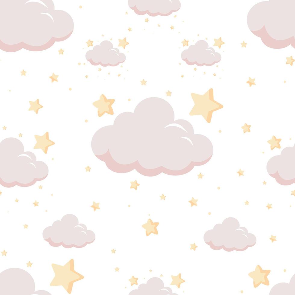 Twinkle pink baby seamless pattern with cloud and star vector