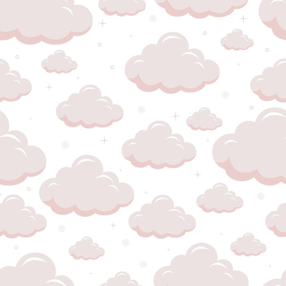 centelleo rosado bebé sin costura modelo con nube y estrella vector