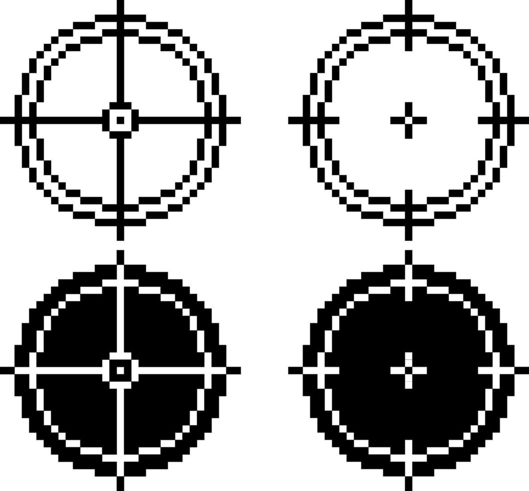 pixel art target and aim icon set vector