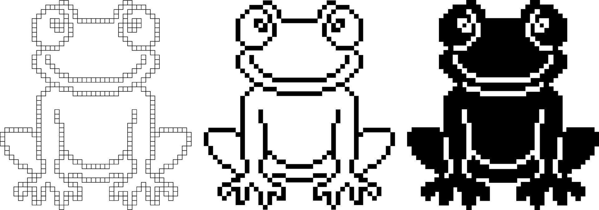 front view pixel art frog icon vector