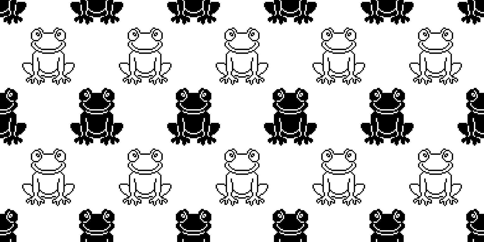 pixel art frog seamless pattern vector