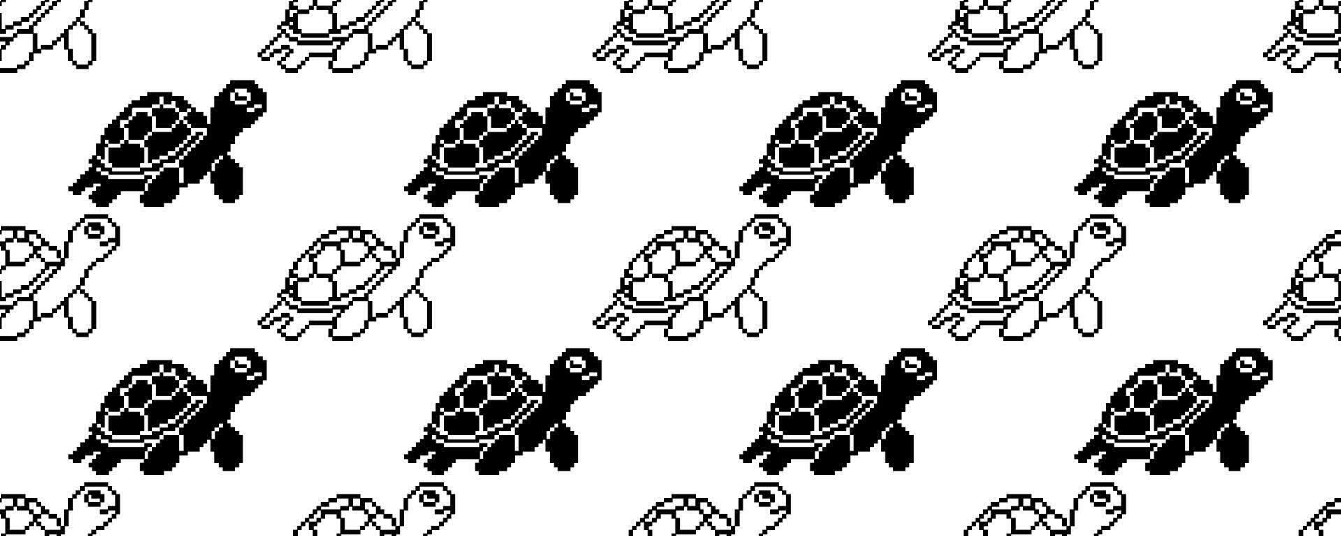pixel art turtles seamless pattern vector