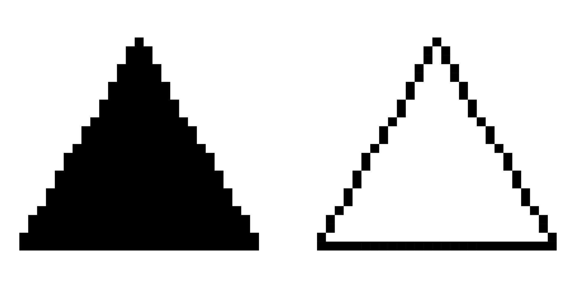 pixel art triangle shape set isolated on white background vector