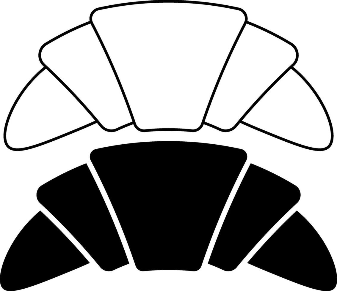 outline silhouette croissant icon set vector