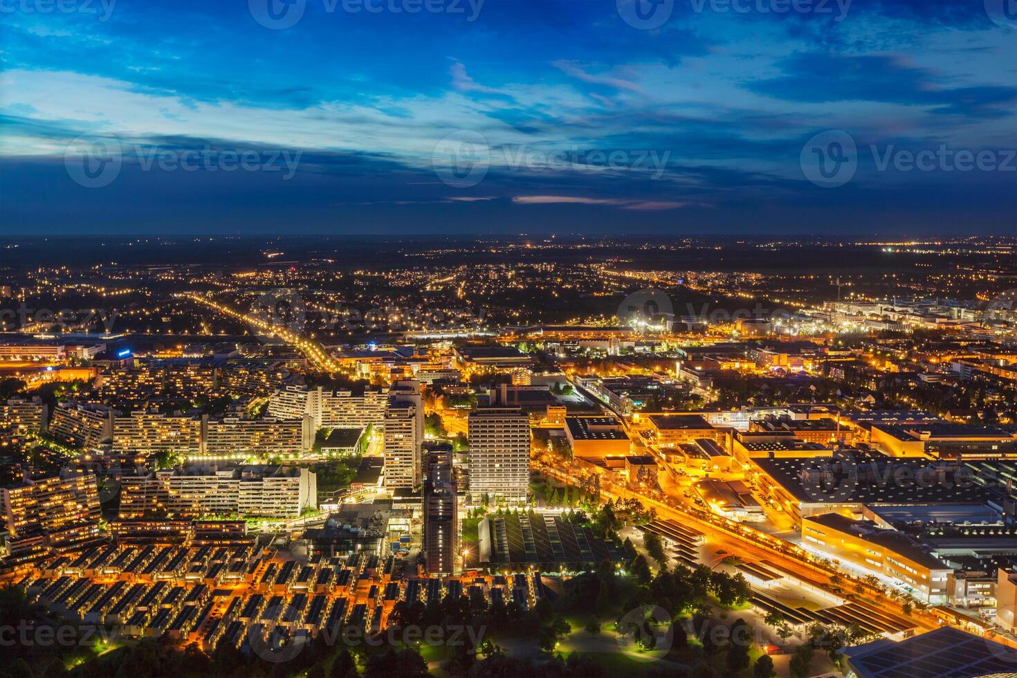 Night aerial view of Munich, Germany photo