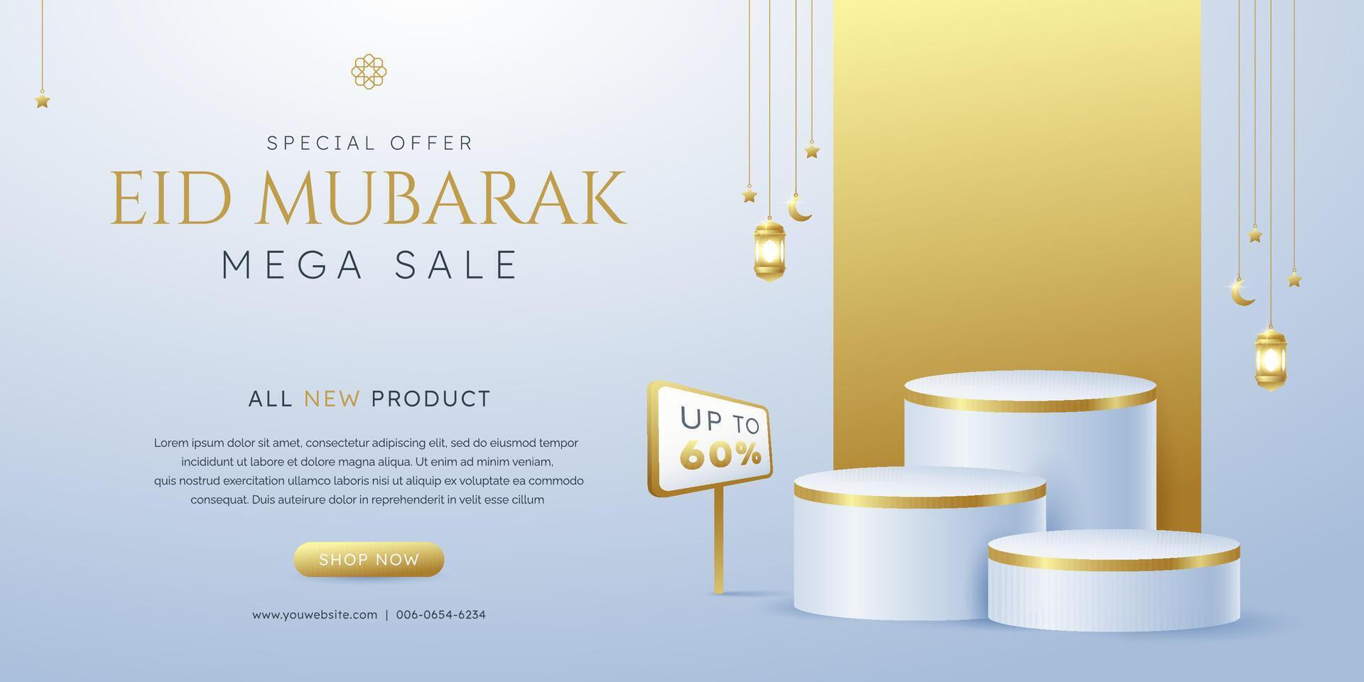 eid mubarak Islamic Sale Banner 3d podium Background vector