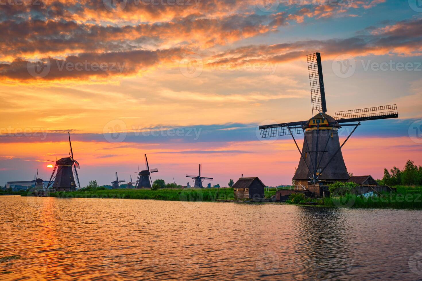 Windmills at Kinderdijk in Holland. Netherlands photo