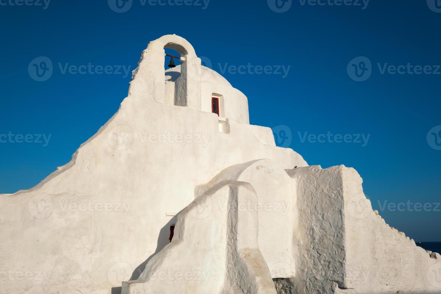 Greek Orthodox Church of Panagia Paraportiani in town of Chora on Mykonos island photo