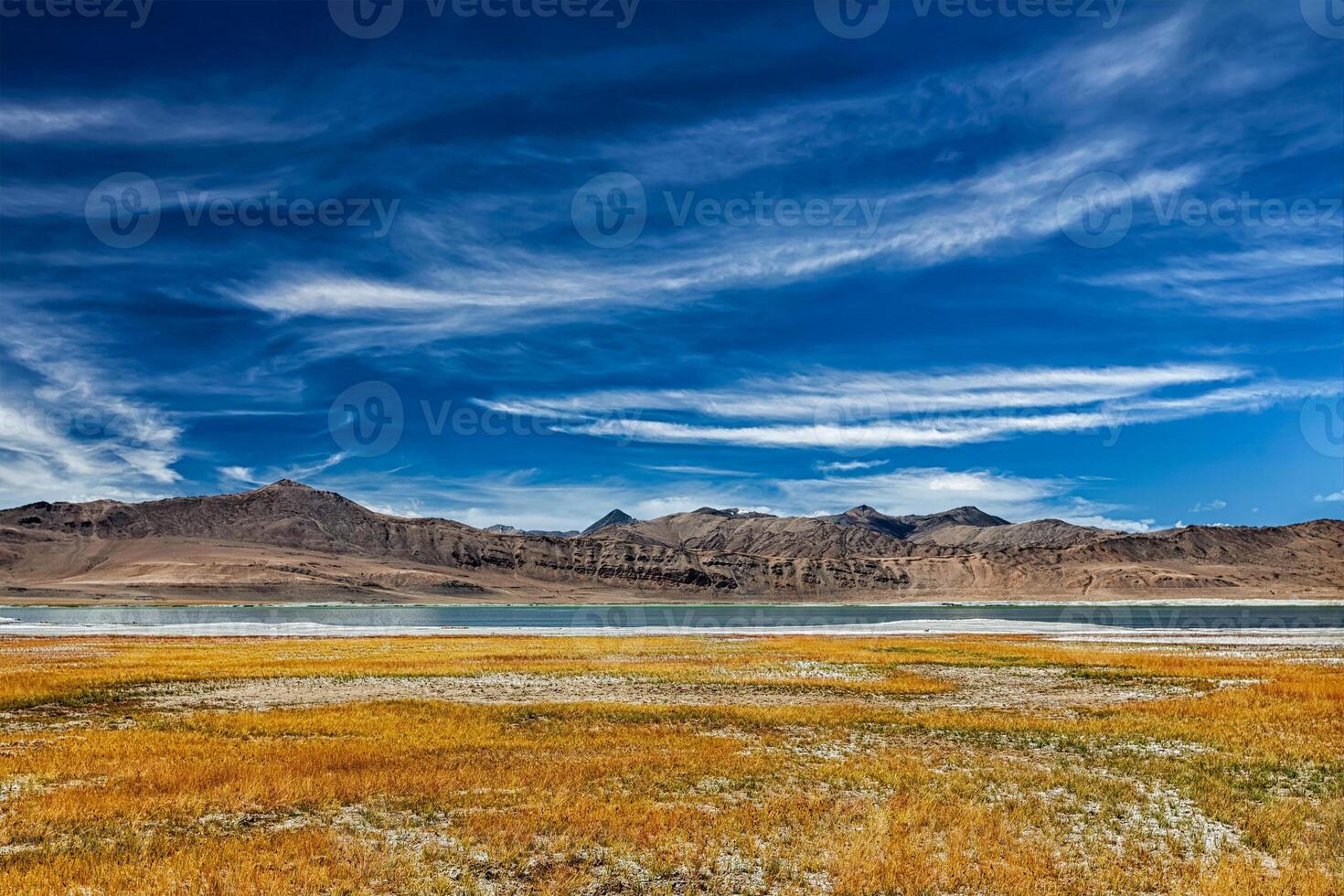 Mountain lake Tso Kar in Himalayas photo