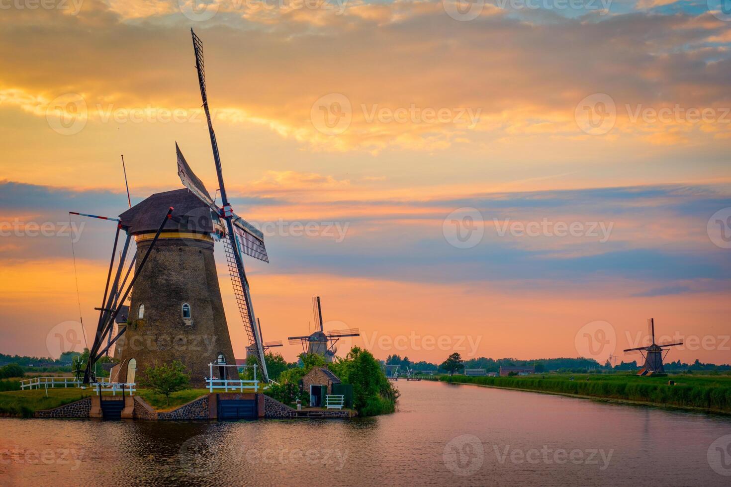 Windmills at Kinderdijk in Holland. Netherlands photo