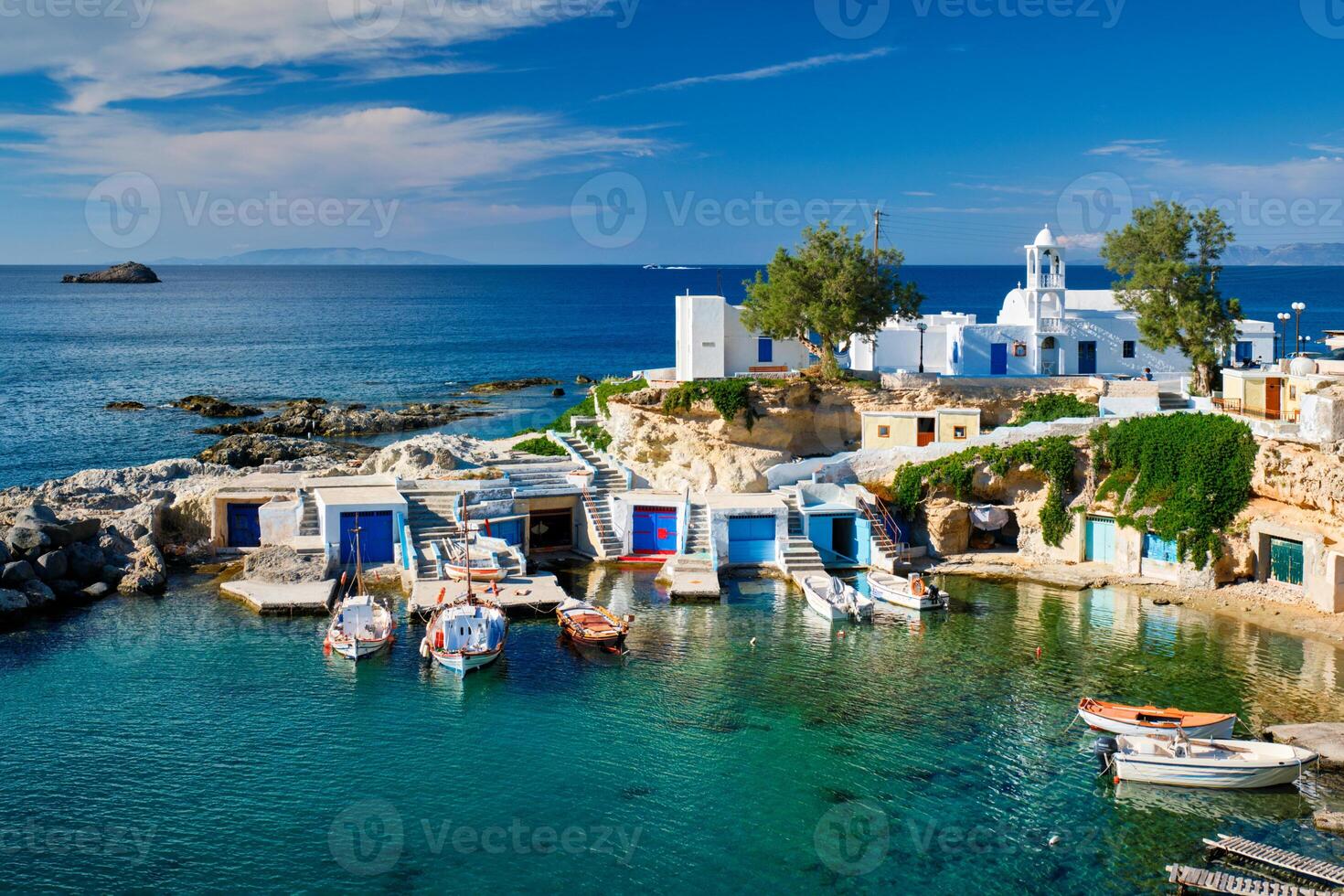 Mandrakia village in Milos island, Greece photo