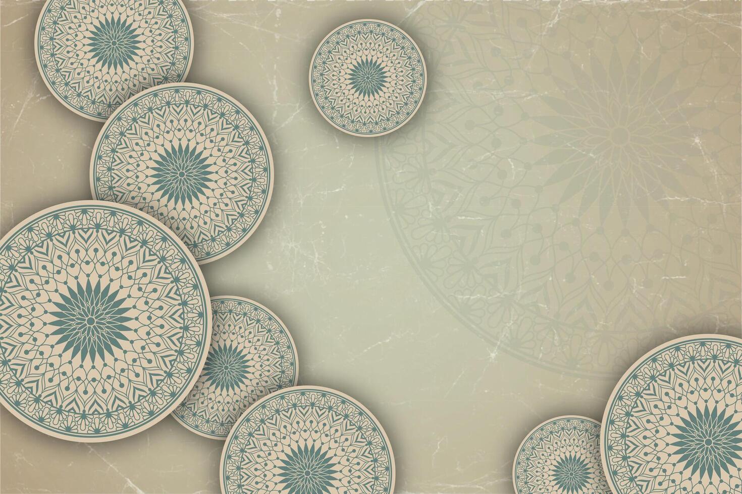 A background islamic mandala illustration on a beige background with a paper effect vintage style. vector
