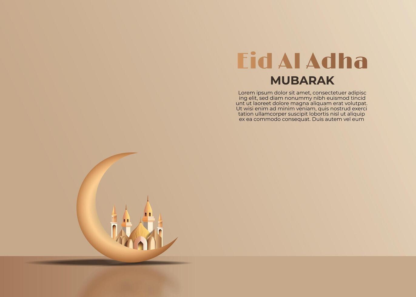 saludo tarjeta islámico eid Alabama adha mezquita y creciente 3d estilo vector ilustración