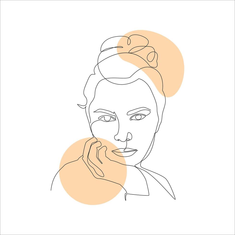 Line art female face vector