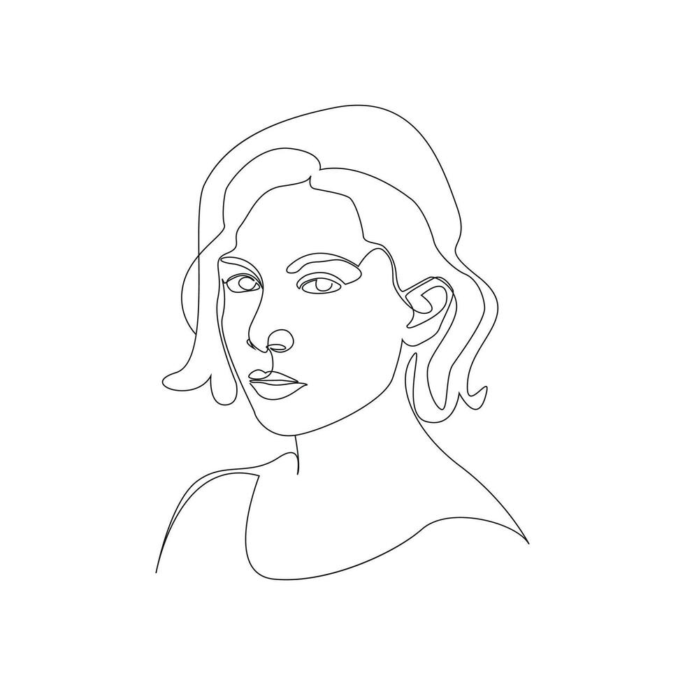 Line art female face vector