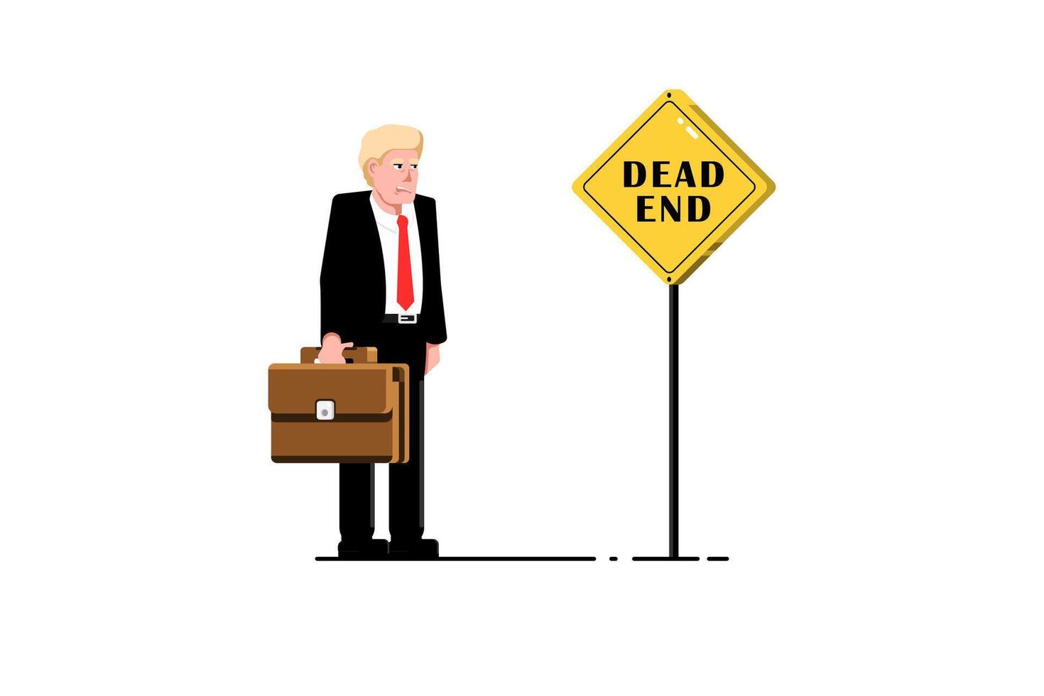 Businessman with dead end sign on isolated background, Vector illustration.