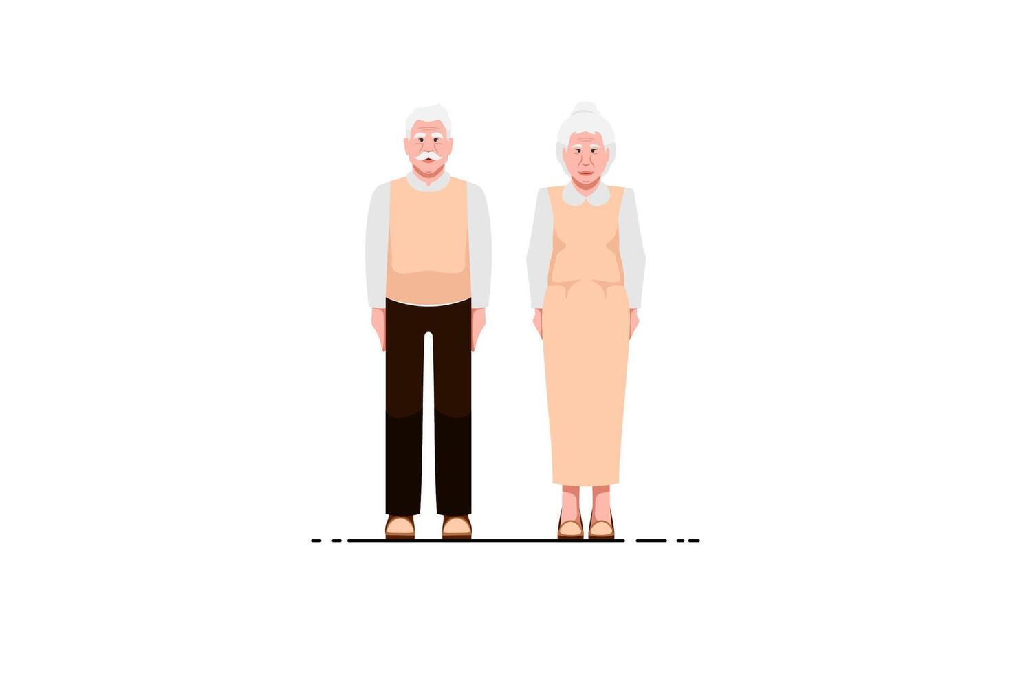 antiguo humano Pareja en aislado fondo, vector ilustración.