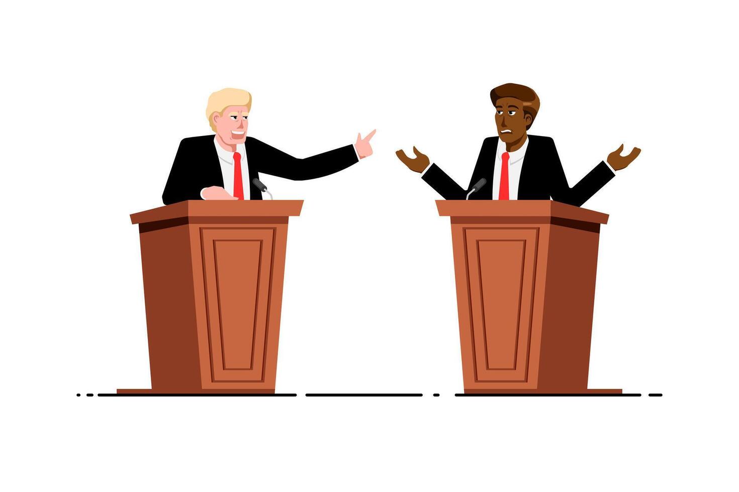 Business people debate taking on isolated background, Vector illustration.