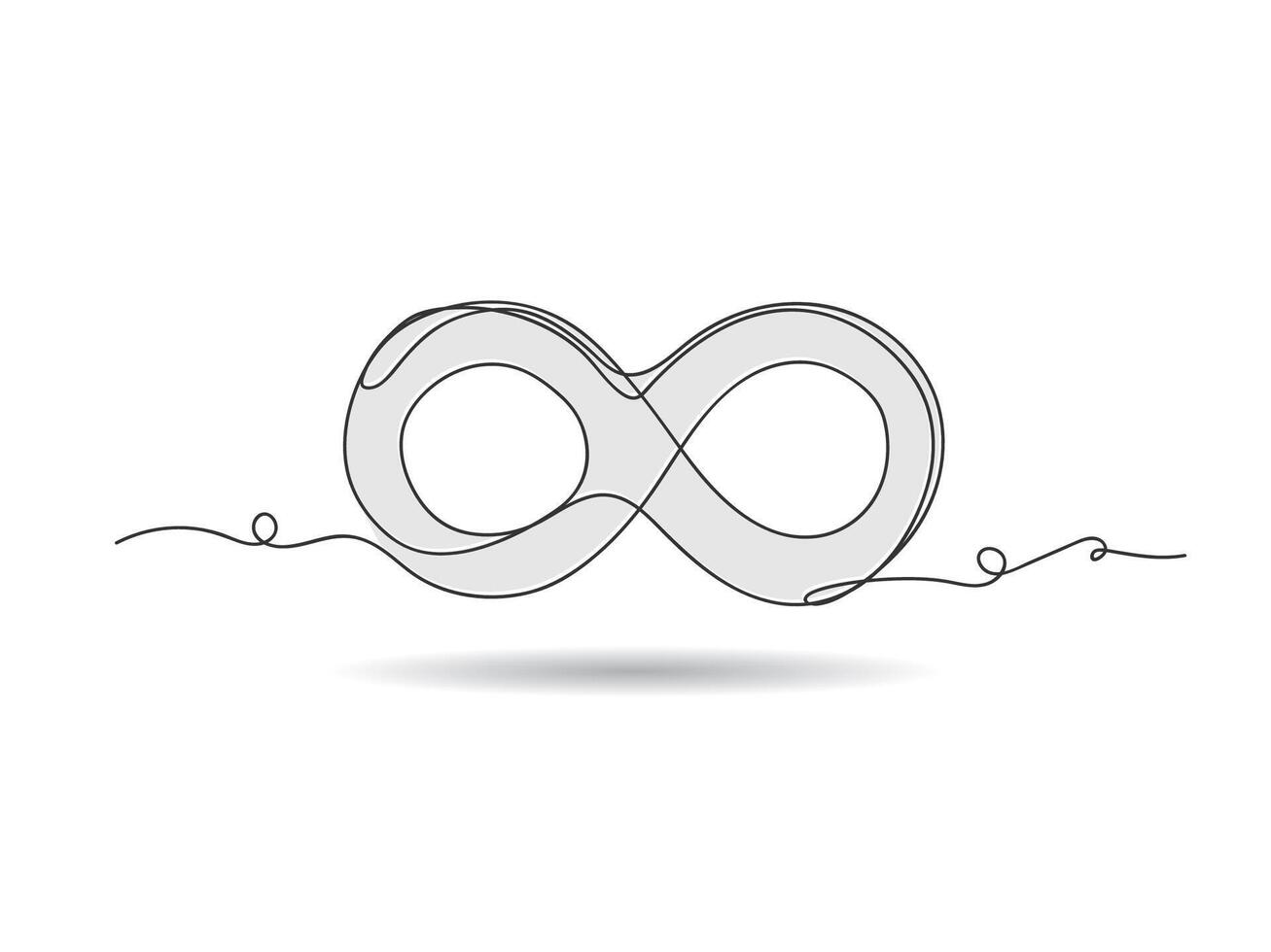 Hand drawn doodle infinity in continuous one line art isolated vector illustration.