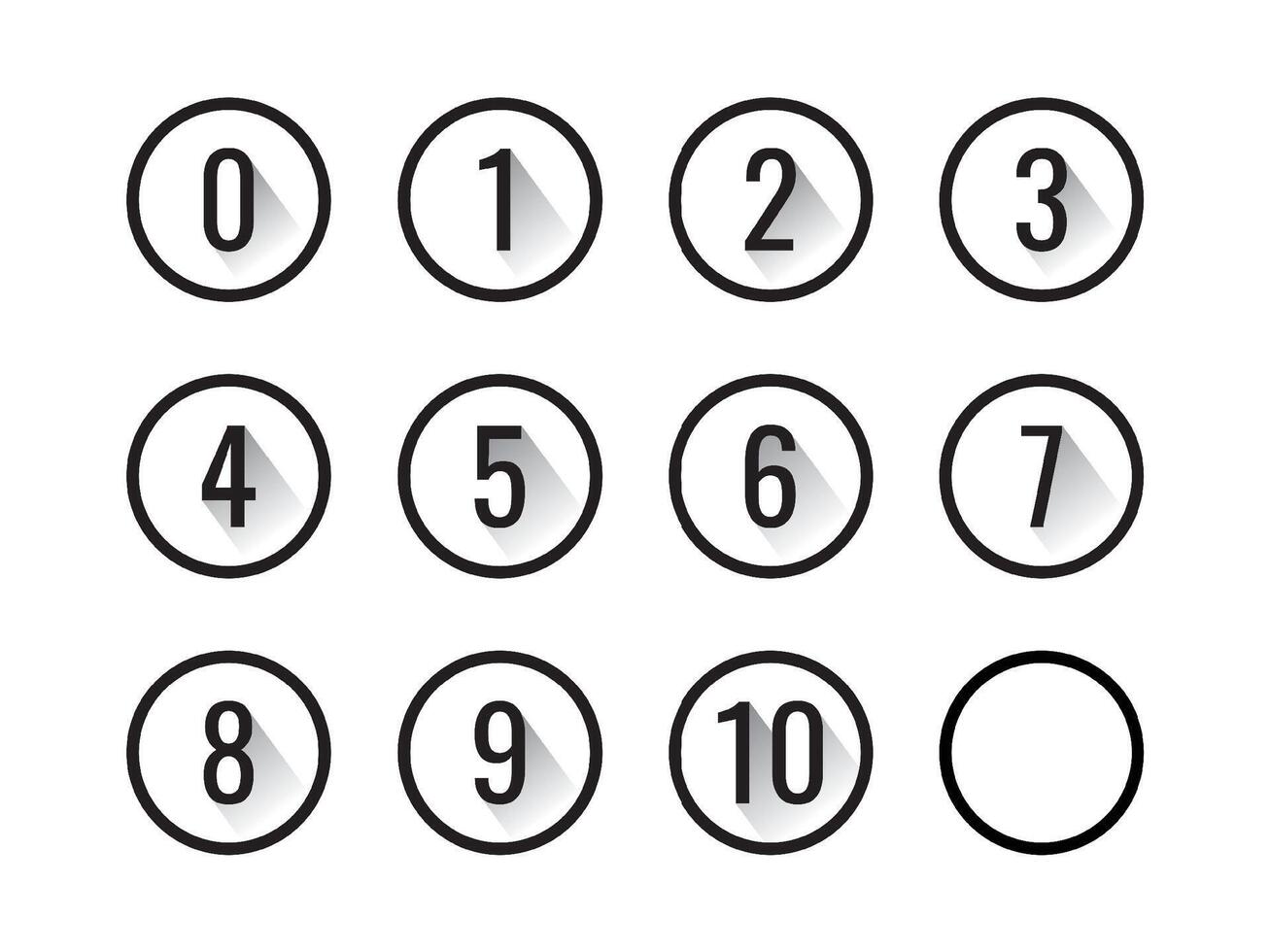 Outlines circle shadow icon with numbers inside vector illustration.
