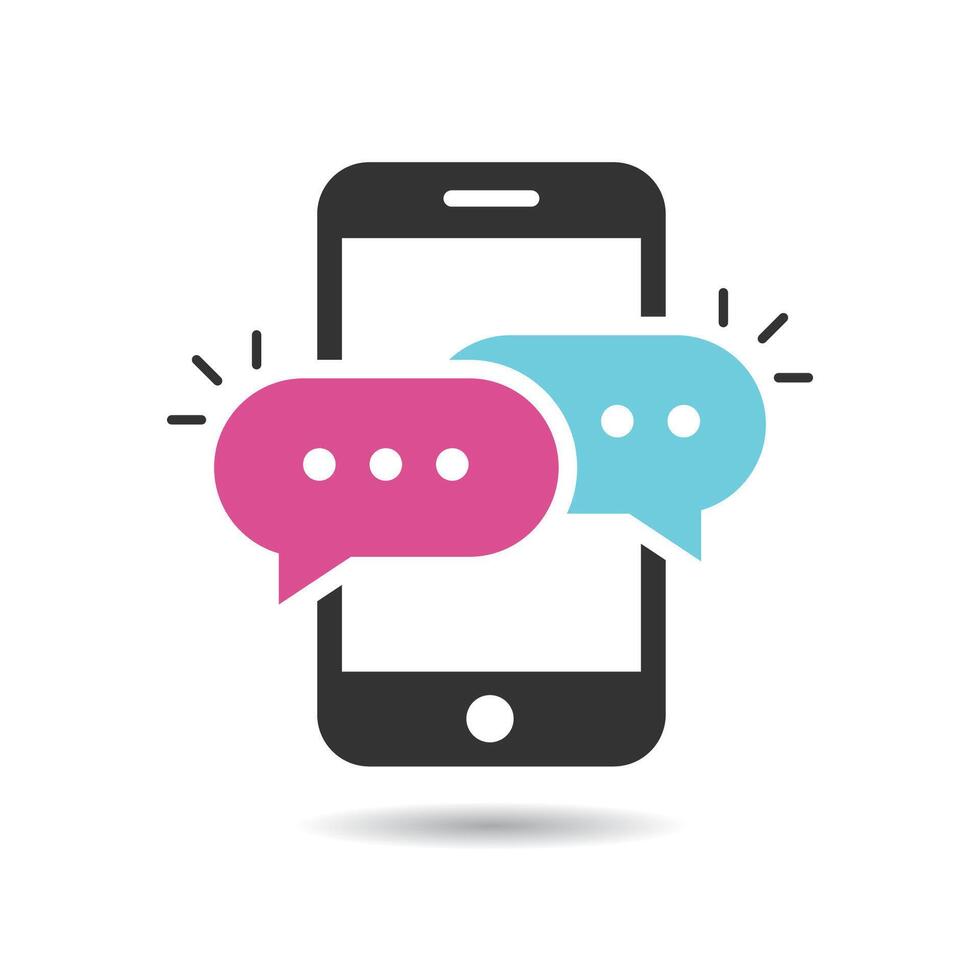 Chat messages notification icon on smart phone vector illustration isolated.