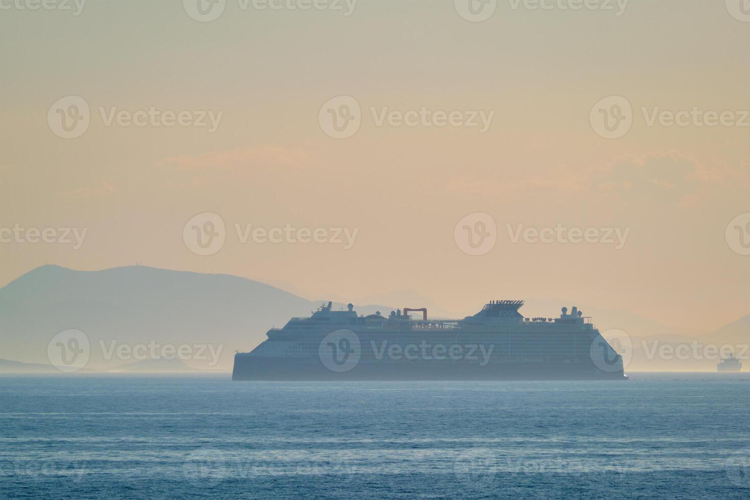 Cruise liner ship in Mediterranea sea photo