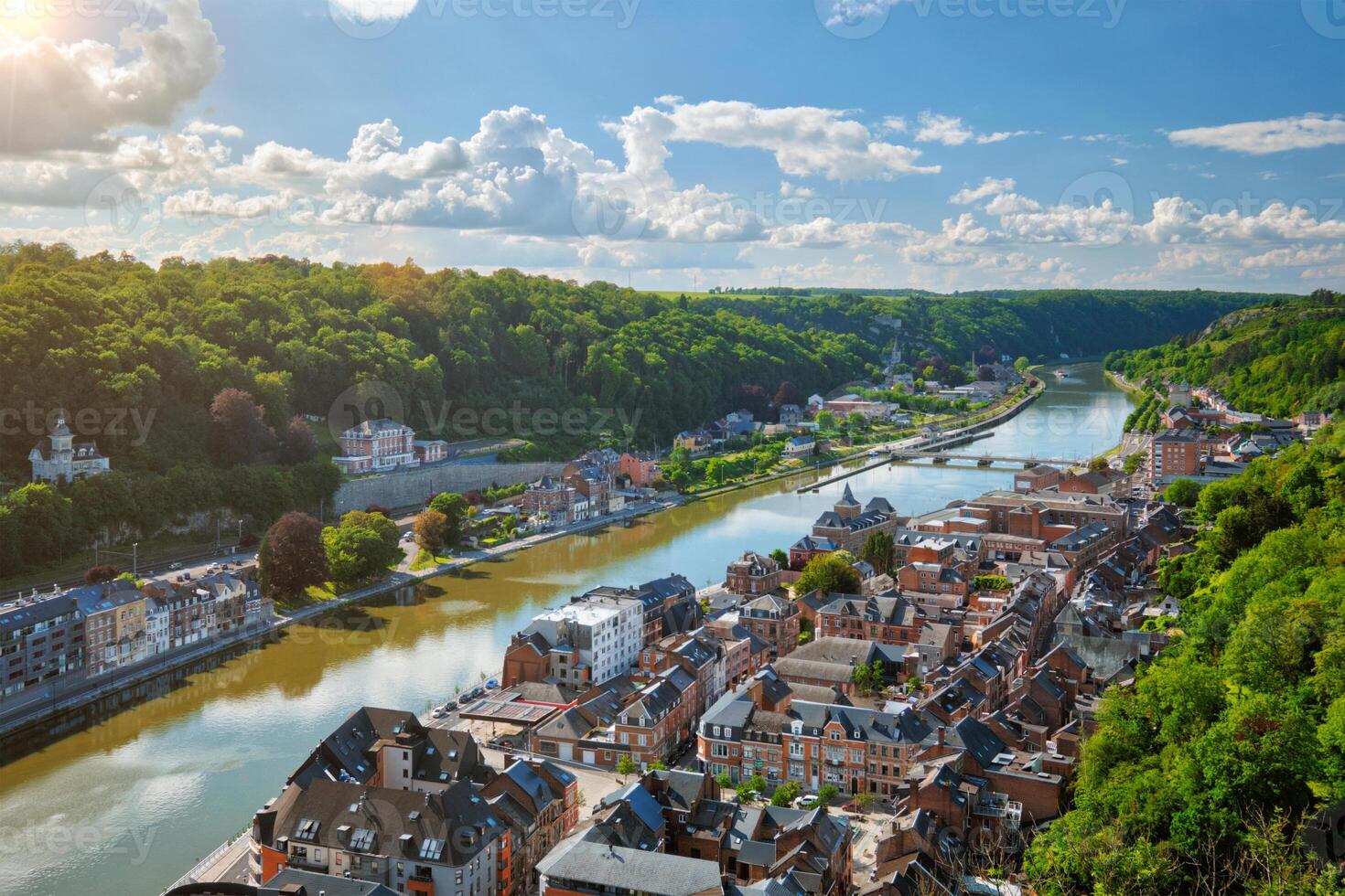 Aerial view of Dinant town, Belgium photo