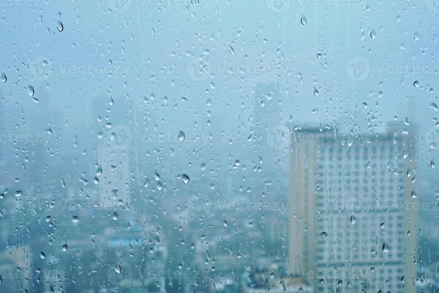 Rain drops on window photo