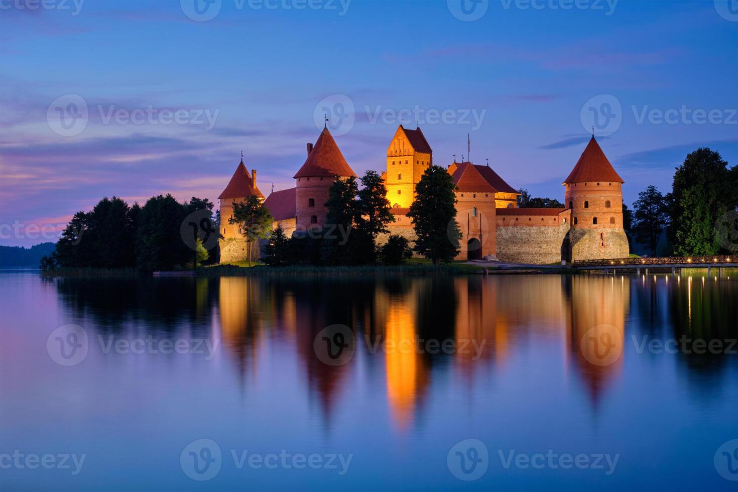 Trakai Island Castle in lake Galve, Lithuania photo